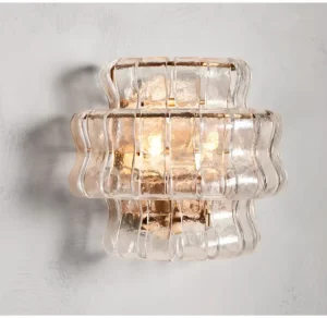 Modern Indoor LED Wall Lamp Luxury Glass Shade with Fabric for Living Room or Hotel Decor