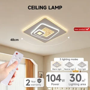 Modern Indoor Living Room Bedroom Acrylic 3CCT Adjustable 104W Smart LED Ceiling Light