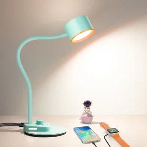 Modern Induction Lamps Desk Lamp USB Charging Port Intelligent Auto Dimming Flexible Gooseneck Black Shade Reading Room Bedside