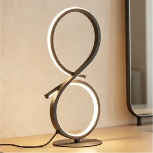 Modern Infinity-Shaped LED Table Lamp Decorative Nightstand Light for Bedroom Living Room Office