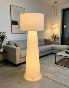 Modern Iron Fabric Chinese LED Floor Lamp with Remote Control 3 Colour Sunset Design Dimmable Flexible Lighting for Living Room