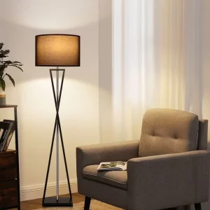 Modern Iron Hourglass Floor Lamp with Adjustable Height and Dimmable LED Light Luxury Hotel Bedroom & Living Room Decor