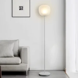 Modern Iron and Glass Floor Lamp with E27 Base Minimalist Design for Hotel Use