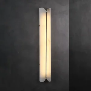 Modern Italian Minimalist Living Room Sofa Background Wall Lamp Alabaster Shade Dimmable LED Copper Construction 3000 6000K