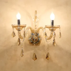 Modern K9 Crystal LED & Halogen Wall Sconce Lamp Remote Control for Living Room Bedroom Bedside Restaurant Villa Hotel Lighting