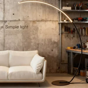 Modern LED Arc Floor Lamp Dimmable Curved Standing Light Minimalist Arched Lamp for Living Room Bedroom
