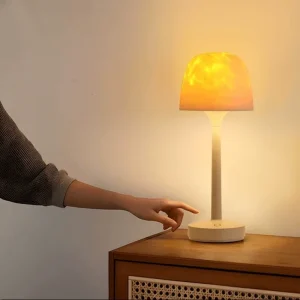 Modern LED Aurora Light Projector Crystal Table Lamp Dynamic Water Ripple Night Decoration Touch Control Acrylic Shade Battery