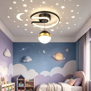 Modern LED Ceiling Light Star Projection Ceiling Lamp for Kids Room Bedroom Girls Nursery Corridor Hallway Aisle Home