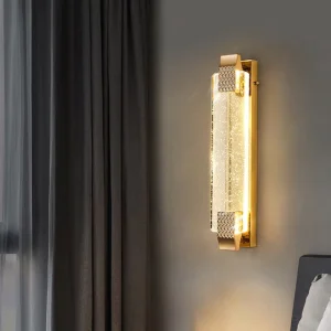 Modern LED Crystal Light Luxury Wall Lamp Simple Strip Home Office Bedroom Bedside Iron Art Hotel Lobby Decor Bedside Wall Light