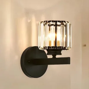 Modern LED Crystal Wall Lamp 220V Iron Body Gold Accent for Living Room Bedroom Corridor Indoor Home Decor for Hotels