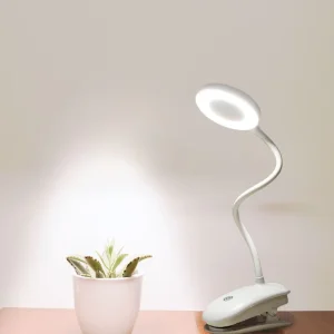 Modern LED Desk Lamp Clip Lamps 18 LEDs Reading Lighting 2 USB Charging Modes 3 White Light Modes 360 Adjustable Clip Battery
