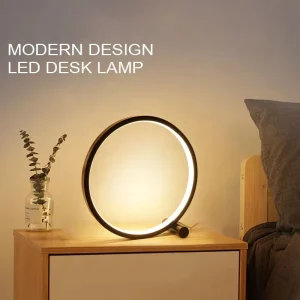 Modern LED Desk Lamp Dimmable RGB Circle Bedside Table Lamp with Touch Control for Bedroom or Living Room