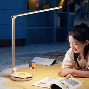 Modern LED Desk Lamp Dual Color Temperature (5000K/3000K) Touch Control Eye-Caring Adjustable Flower Shade USB Powered Plastic