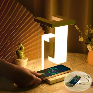 Modern LED Desk Lamp Touch Control Dimming Magnetic Levitating Anti Gravity Design for Bedroom Study Office Decor for Room Use