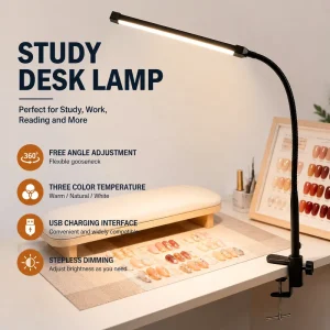 Modern LED Desk Lamp USB Rechargeable Reading Light Adjustable Table Lamp for Study Work Nail Beauty Salon