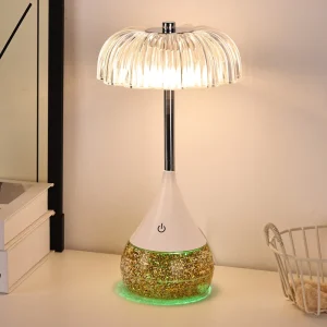 Modern LED Desk Lamp with Glass Body and Acrylic Cylindrical Shade Touch Control Battery Included Eye Friendly Warm White Light