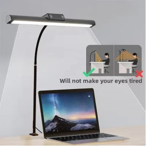 Modern LED Desk Lamp with Gooseneck Touch Type Foldable Clip Eye Protection Shade for Office Manicure Reading Aluminum Body