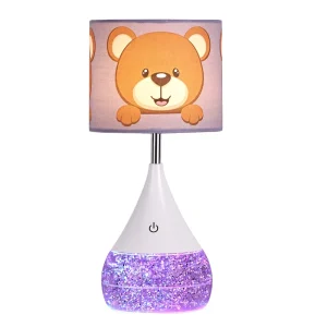 Modern LED Desk Lamp with RGB Glitter Liquid Design Touch Control Battery Powered Metal Shade Dimmable Small Size