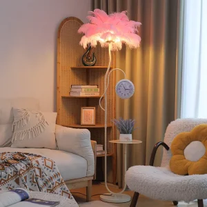 Modern LED Floor Lamp Nordic Vertical Princess Design Bedroom Living Room Bedside Table Lamp E27 Base Metal Construction