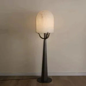 Modern LED Imitated Alabaster Floor Lamp Black Stainless Steel Standing Living Room Bedroom Floor Lamps