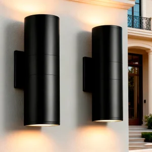 Modern LED Matte Black Up and Down Wall Light Outdoor Wall Sconce Outside Lights for House 5CCT Color Exterior Light Fixture