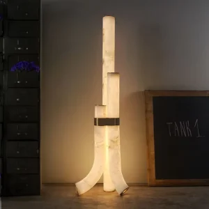 Modern LED Natural Marble Floor Lamp with Customizable Size for Bedroom and Study