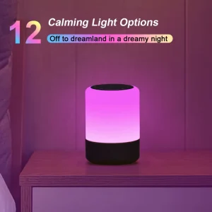 Modern LED Table Lamp Night Light with Alarm Clock and Wireless Speaker for Living Room or Restaurant