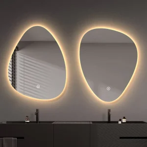 Modern LED Wall Lamps Bathroom Mirror with Touch Screen Water Drop Design Glass Wall Hanging for Hotel Toilet Makeup Light