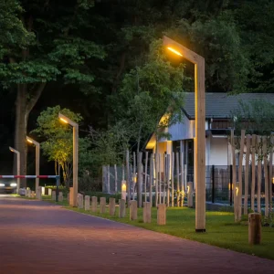 Modern LED Wood Grain Garden Lamp Post Light Outdoor IP65 Waterproof LED Light
