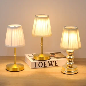 Simple Fabric Golden Rechargeable Warm Light Adjustable Flexible Reading Lamp Personalized Cordless Modern LED Bar Table Lamp