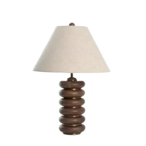 Modern Light Luxury Solid Wood Abacus Bead Table Lamp with Fabric Shade LED Dimmable for Hotel Living Room Sofa Desk