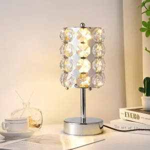 Modern Light Luxury Stainless Steel Crystal Small Table Lamp Dining Table Lamp Desktop Bedroom Ambient Small Night Light