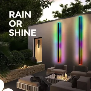 Modern Linear Outdoor RGB Aluminum LED Wall Lamps IP65 Waterproof Switch Control for Villa Garage and Exterior Lighting