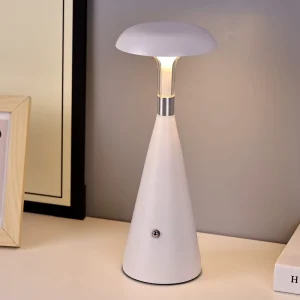 Modern Luxury Aluminum LED Desk Lamp with Touch Dimmer Cordless Design Cylindrical Metal Shade for Living Room