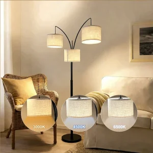 Modern Luxury Aluminum LED Standing Floor Lamp with Remote Control High Brightness Dimmable Arched Shade