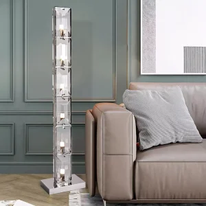 Modern Luxury Crystal Glass LED Standing Floor Lamp with G9 Base for Living Room Bedroom
