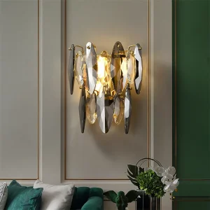 Modern Luxury Crystal Wall Lamp Smoke Gray Glass Bedroom Decoration Lighting Living Room Background Wall Staircase Wall Light