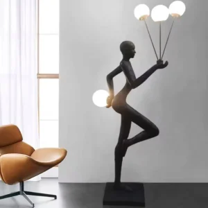 Modern Luxury Fiberglass Resin LED Lamp Abstract Figure Sculpture Home Decor for Hotel and Living Room Humanoid Art Floor Lamp