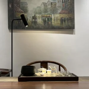 Modern Luxury Floor Lamps with Anti Glare Function Newly Designed Aluminum Lamp Body Crystal Wooden Lampshade