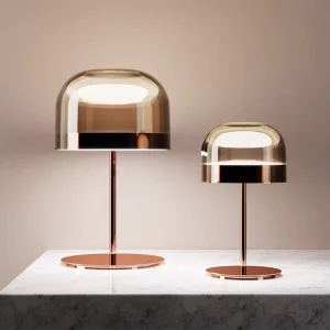 Modern Luxury Glass Mushroom Table Lamp with Metal Base and LED Lighting for Bedroom Living Room and Hotel Decor Illumination