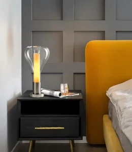 Modern Luxury Home Decorative Glass Table Lamp with Aluminum Body for Restaurant Bar Hotel or Residential Lighting