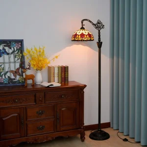 Modern Luxury Indoor Tulip Adjustable Swing Arm Angle Pole Arched Goose Neck Floor Lamp Tiffany Decoration Office Art Floor Lamp