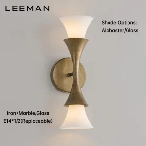 Modern Luxury Iron Alabaster Glass LED Wall Lamp Sconce Light Fixture Warm White for Bedroom Living Room Corridor Entryway