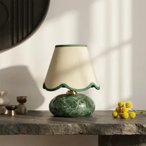 Modern Luxury Jellyfish Green Marble Table Lamp LED Adjustable Dimmable Desk Lamp Cordless Touch Control Rechargeable Battery