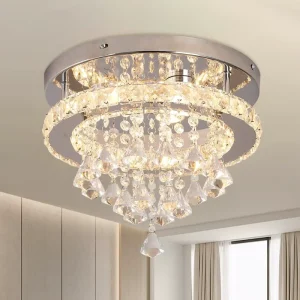 Modern Luxury LED Ceiling Chandelier Chrome Crystal Stainless Steel Dimmable Light Remote Control for Bedroom Kitchen Dining