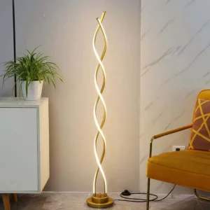 Modern Luxury LED Floor Lamp Aluminum Carbon Steel 2700K Soft Warm White Living Room Simple Vertical Spiral Design