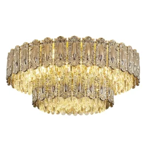 Modern Luxury LED Iron Flush Mount Ceiling Light Round Crystal Chandelier Pendant Lights for Living Room