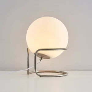 Modern Luxury Opal Glass LED Ball Table Lamp E26 Bulb DC Power Energy Saving Metal Stand Table Lamp for Reading