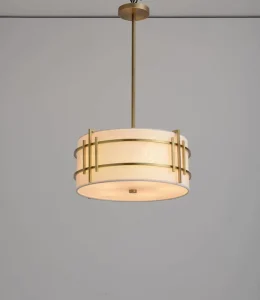 Modern Luxury Semi Pendant Ceiling Light Brass Frame Copper Finish Elegant Lighting for Hotel Leisure Areas Easy Hanging