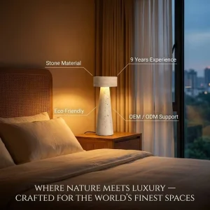 Modern Luxury Stone Bedside Minimalist Handcrafted Sculptural Marble Indoor Reading Table Lamp for Bedroom